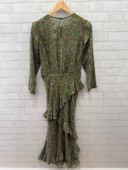VERONICA BEARD Silk LS VNeck Ruffle Maxi Dress/S-US4