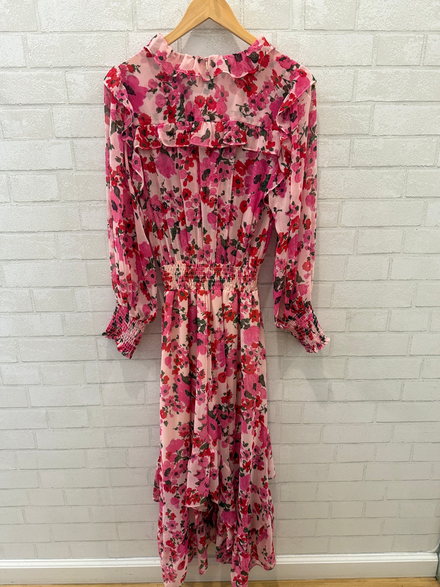 MISA LS Flower Print Maxi Smock Dress/M