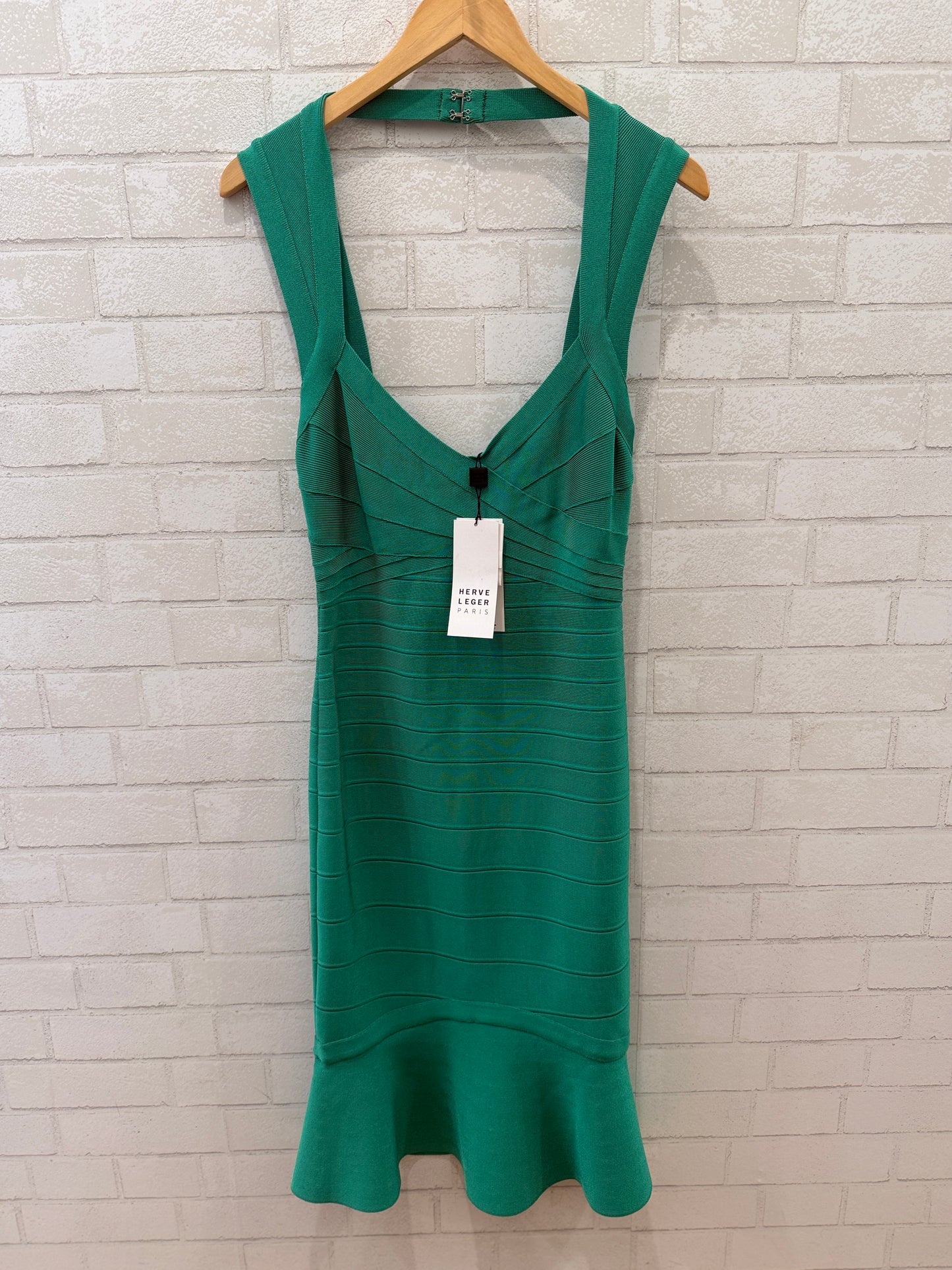 HERVE LEGER NWT Sleeveless Heart Neck  Stretch Midi Dress/L
