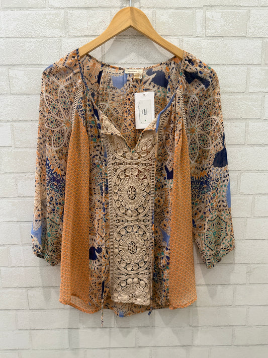 MEADOW RUE LS Printed Blouse / S