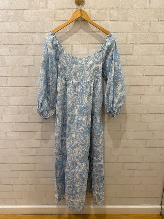 FAITHFULL THE BRAND Cotton LSSquare Neck  Print Maxi Dress/S