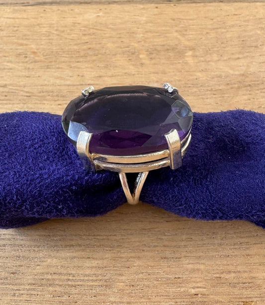 NO BRAND Sterling Silver Amethyst Cocktail Ring
