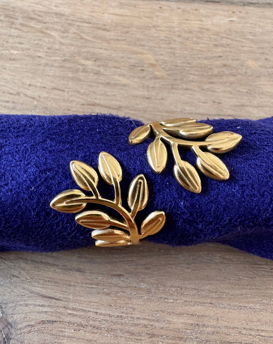 NO BRAND Gold-Tone Adjustable Leaves Ring