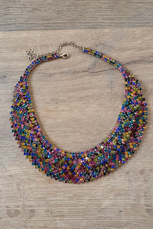 NO BRAND Multicolor Mini Rhinestone Statement Necklace