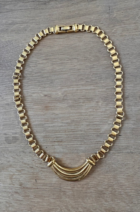 MONET Vintage Gold-Plated Book Chain Necklace