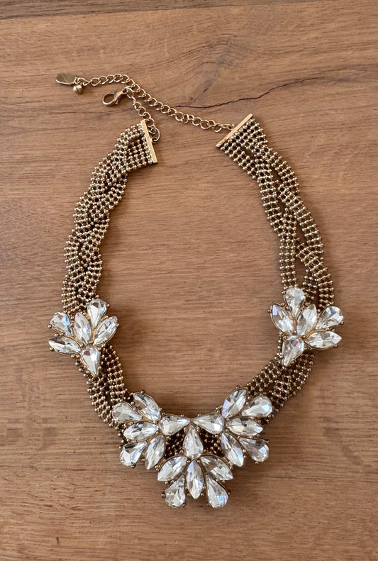 NATASHA Braided Chain Rhinestone Necklace