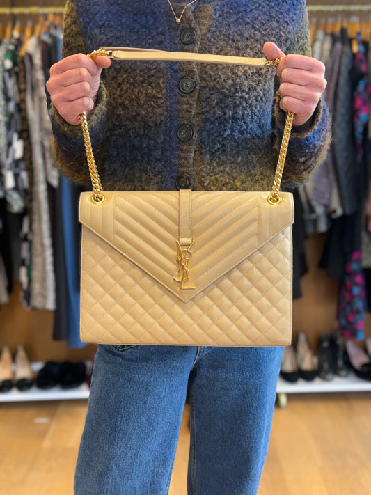 SAINT LAURENT Envelope Triquilt Large HandBag