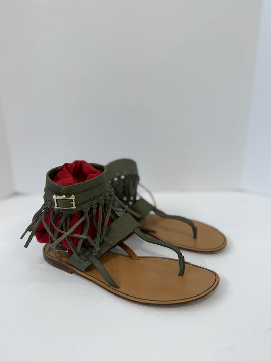 VALENTINO GARAVANI Leather Finged Greek Sandals/US6.5-EU37