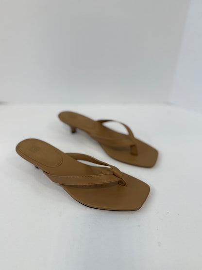 TOTEME Leather Heeled Thong Sandal in Camel — Excellent | US7-EU37