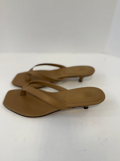 TOTEME Leather Heeled Thong Sandal in Camel — Excellent | US7-EU37