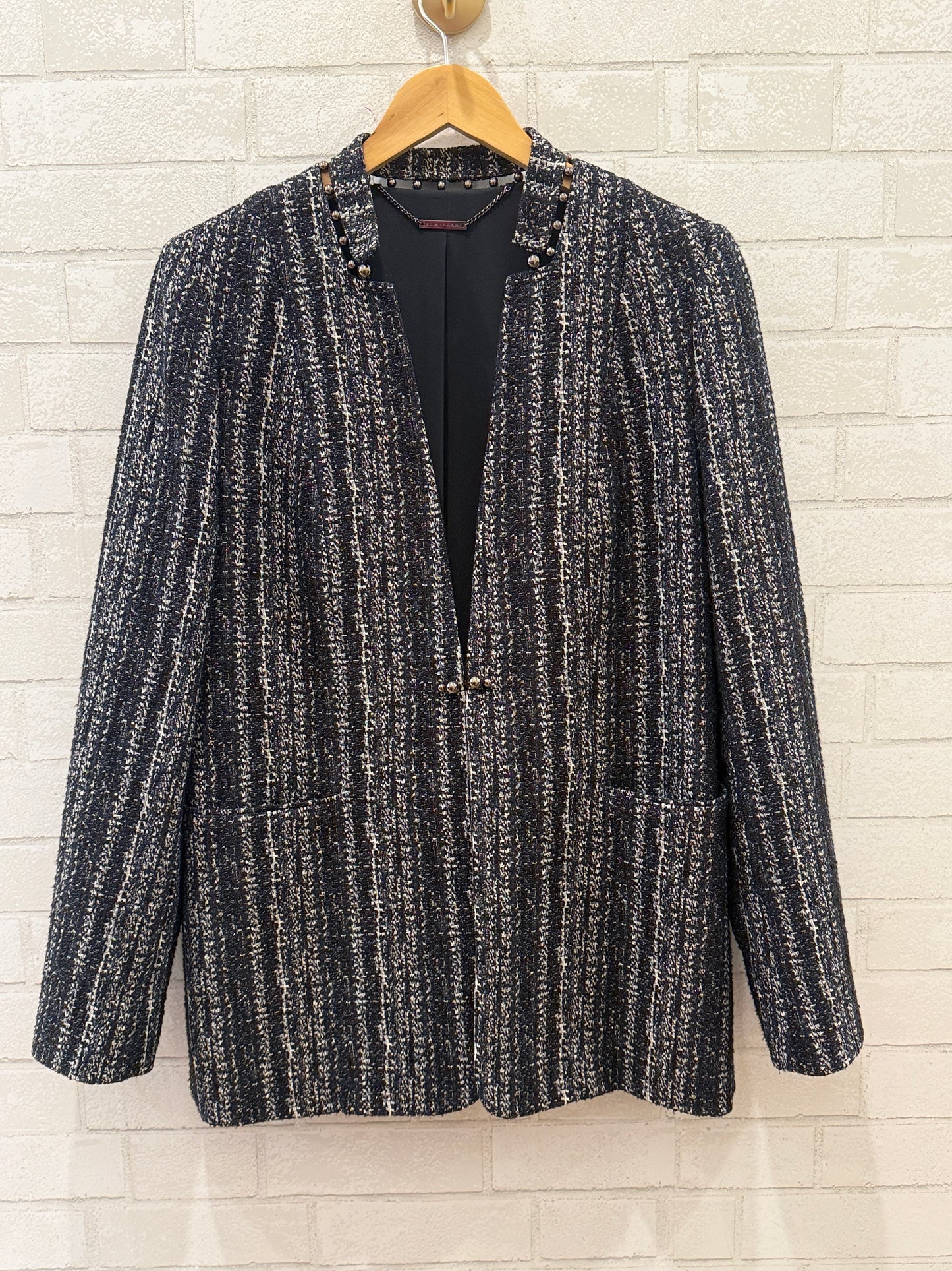ELIE TAHARI Long Tweed Blazer / L