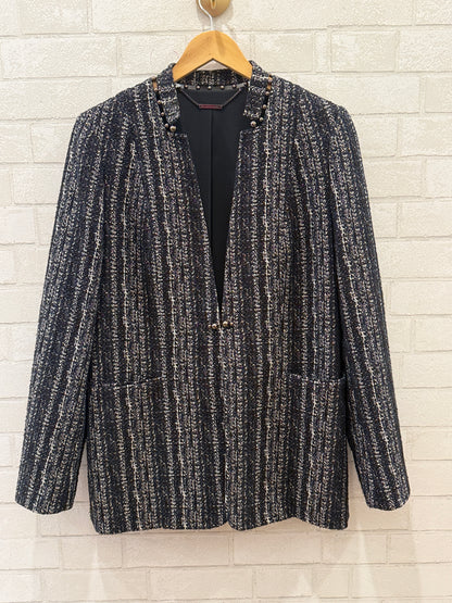 ELIE TAHARI Long Tweed Blazer / L