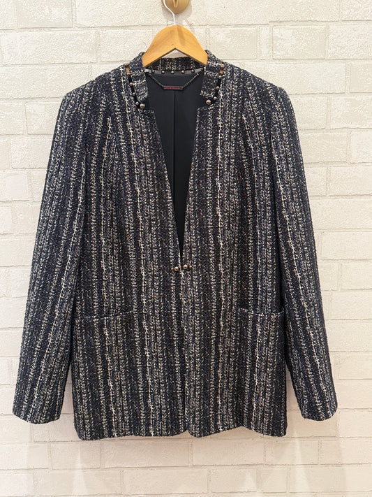 ELIE TAHARI Long Tweed Blazer / L