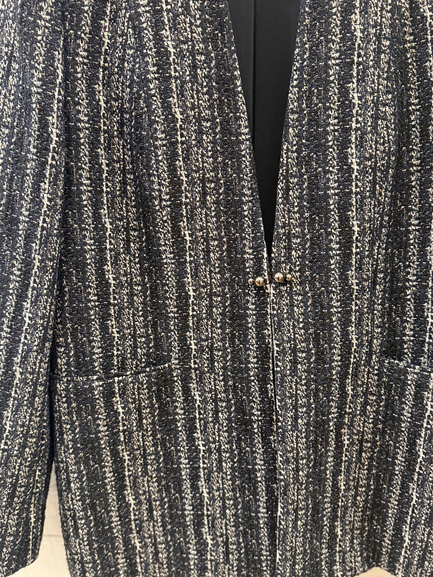 ELIE TAHARI Long Tweed Blazer / L