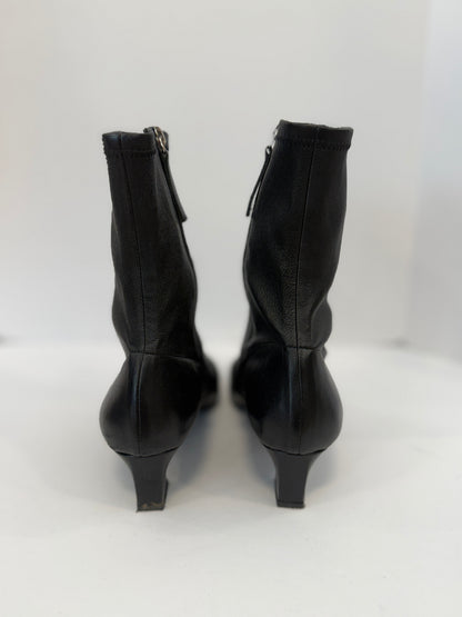 ACNE STUDIOS Patent Trimmed Leather Ankle Boots / US8.5-EU39