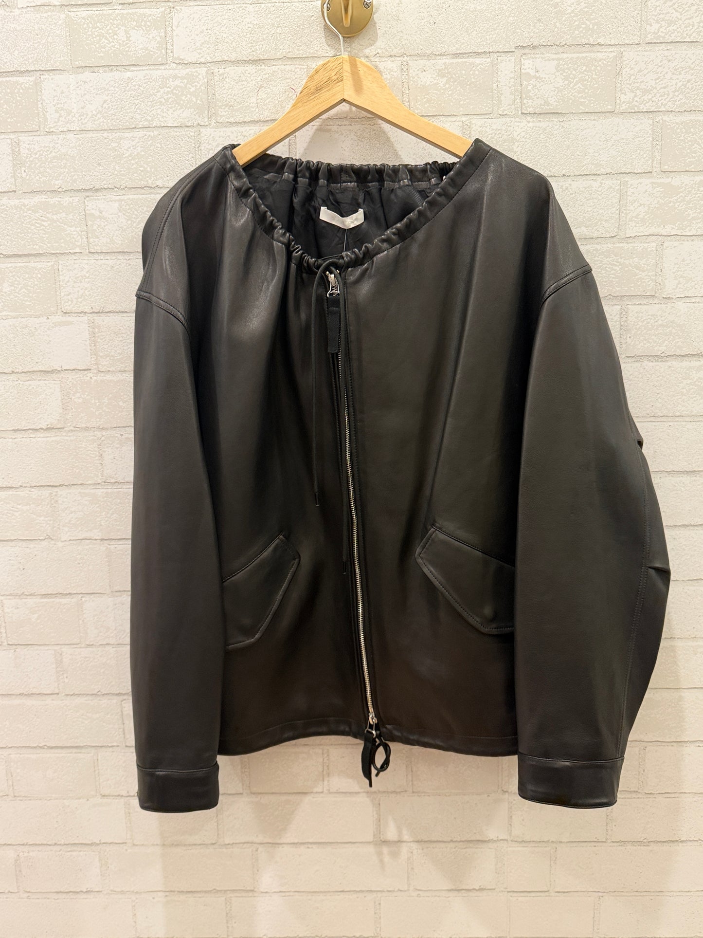 HELMUT LANG Ruched Leather Jacket / XS