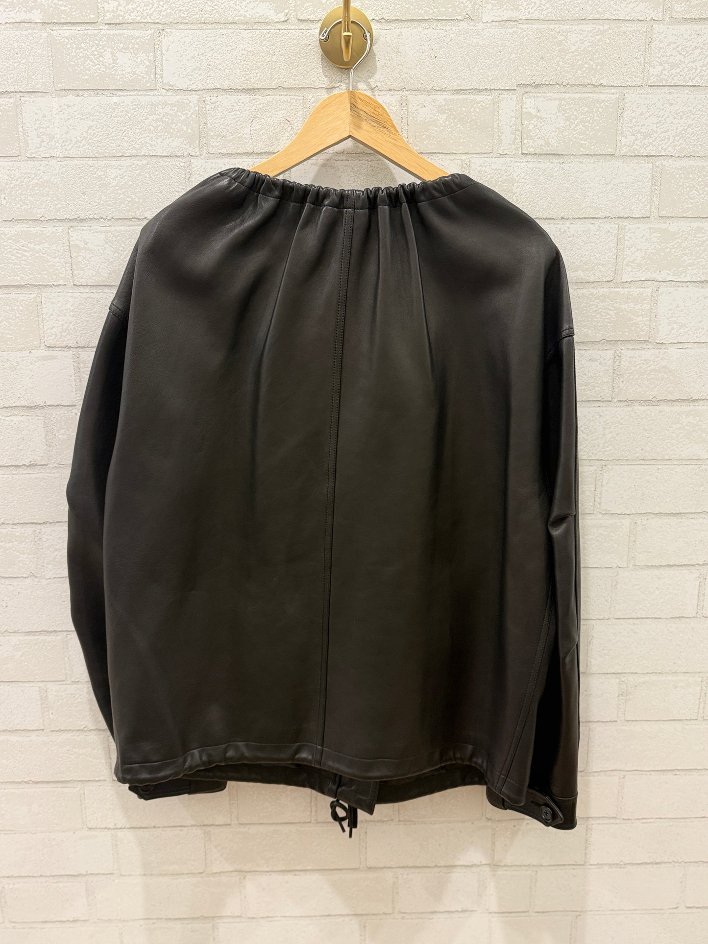 HELMUT LANG Ruched Leather Jacket / XS