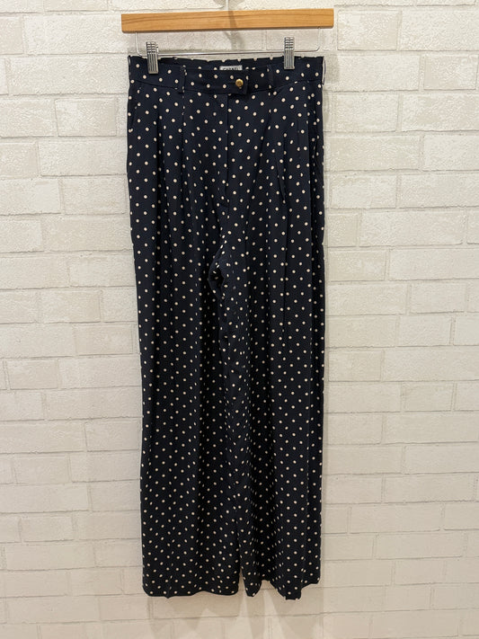 CHANEL Polka Dot Silk Wide Leg Pants / XS