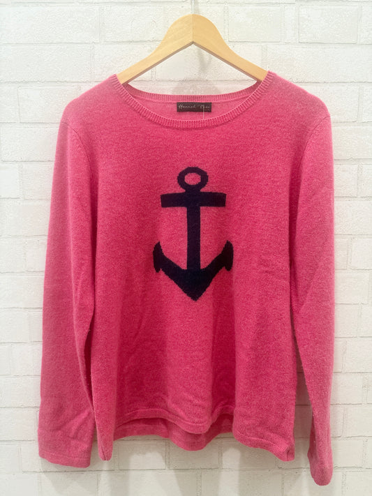 HANNA ROSE Anchor Print Cashmere Sweater/XL