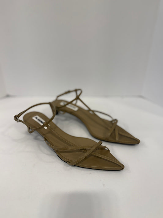 JIL SANDER leather Strappy Kitty Heels Sandals/ US8-EU38.5