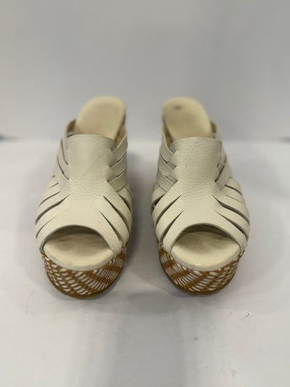JIMMY CHOO White Leather Sandals Wedge Platform / US7-37EUR