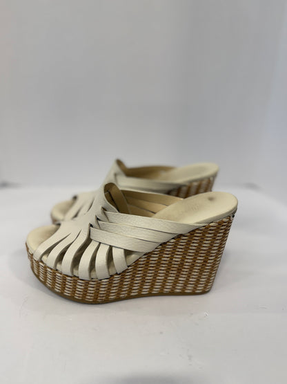 JIMMY CHOO White Leather Sandals Wedge Platform / US7-37EUR