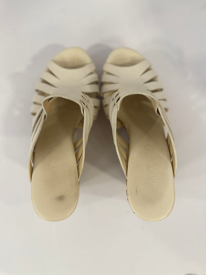 JIMMY CHOO White Leather Sandals Wedge Platform / US7-37EUR