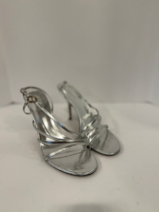 GUCCI  Silver Logo  Strap Heels Sandals/ US8-EU38.5