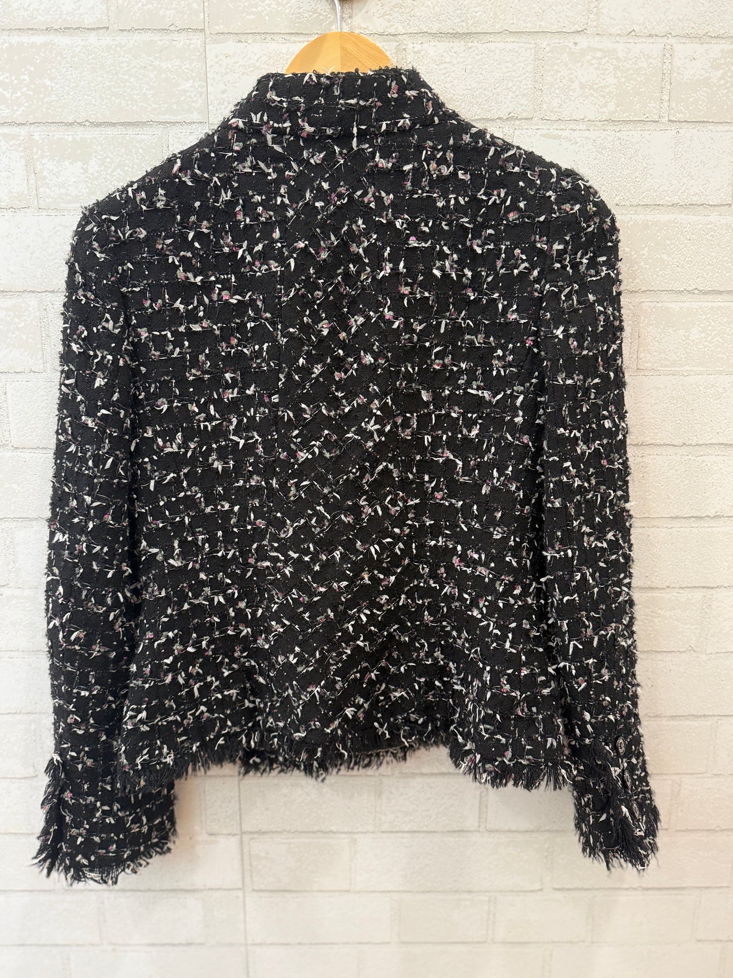 CHANEL Karl Lagerfeld Black Multicolor Bouclé Tweed Jacket with Fringe Trim — Authentic Pre-Owned | FR36 / US4