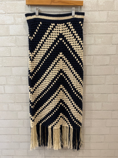 ZIMMERMANN NWT Cotton Fringed Crocheted Midi Skirt/S