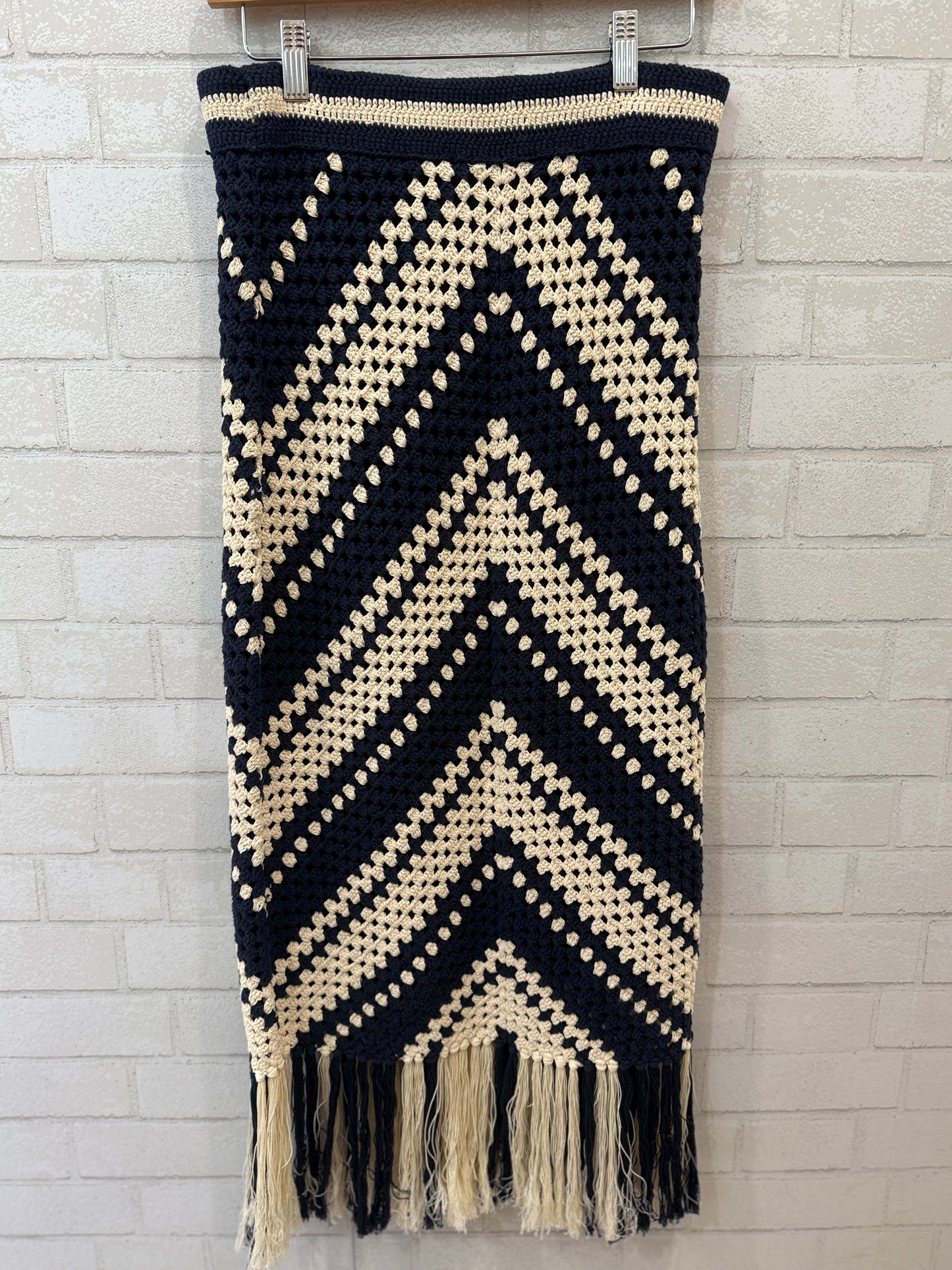 ZIMMERMANN NWT Cotton Fringed Crocheted Midi Skirt/S