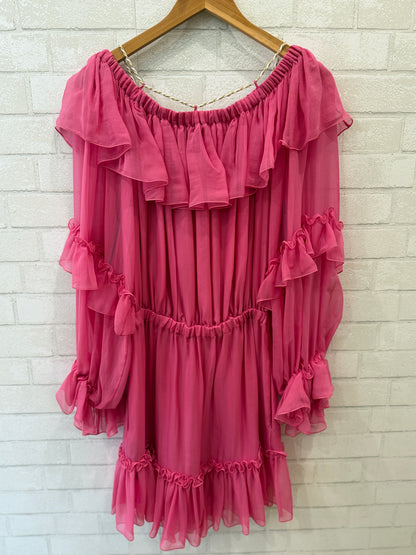 DUNDAS NWT Silk LS Ruffle Mini Dress/S-IT42