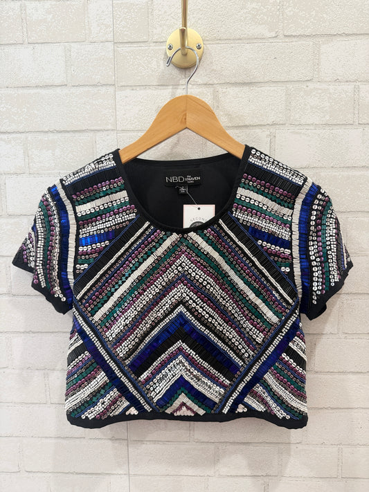 NBD X THE NAVEN TWINS SS Sequin Crop Top / S