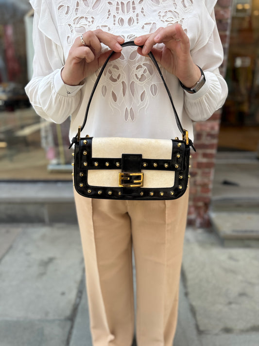 FENDI Vintage Leather Studded Baguette Bag