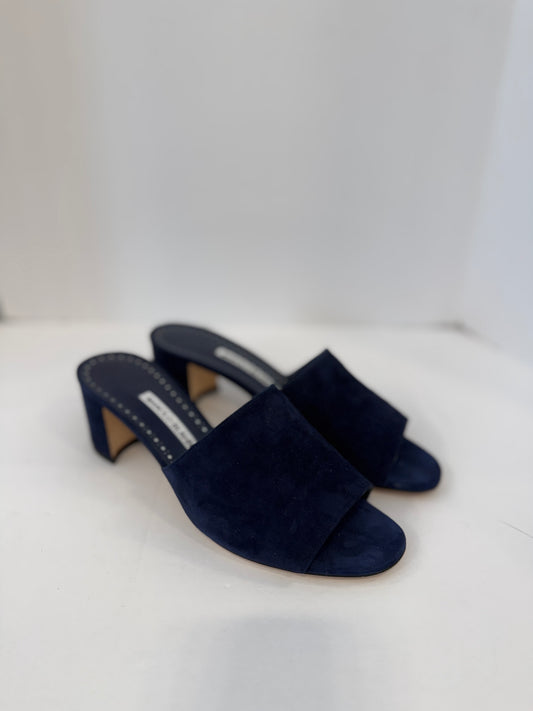 MANOLO BLAHNIK  NWT Rapallato Suede  Slide Sandals/ US7.5-EU38