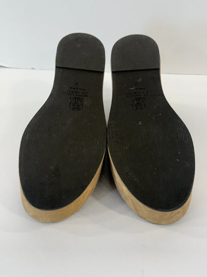 BRUNELLO CUCINELLI Beige Suede Metallic Embellishment Wedges Sandals / US7-EU38