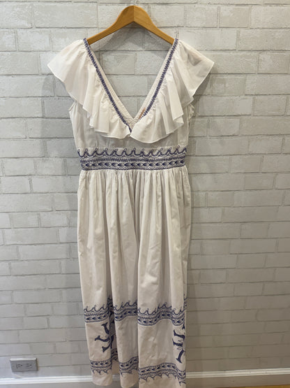 LE SIRENUSE POSITANO  Embroidered Ruffle Maxi Dress / S-IT40
