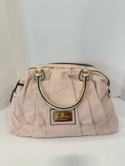 VALENTINO GARAVANI  Leather Rose Pleated Bolsa Satchel Bag