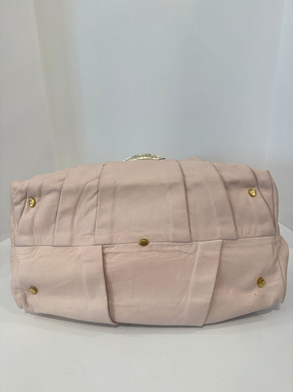 VALENTINO GARAVANI  Leather Rose Pleated Bolsa Satchel Bag