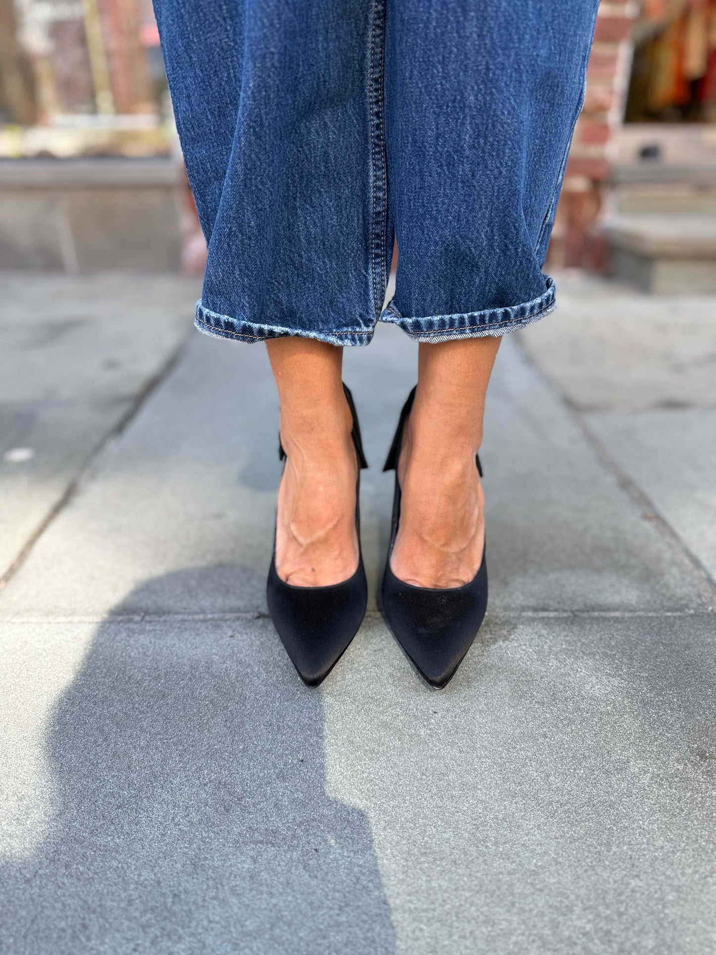 VICTORIA BECKAM Satin HHeels Pumps with Bow/US8.5-EU39