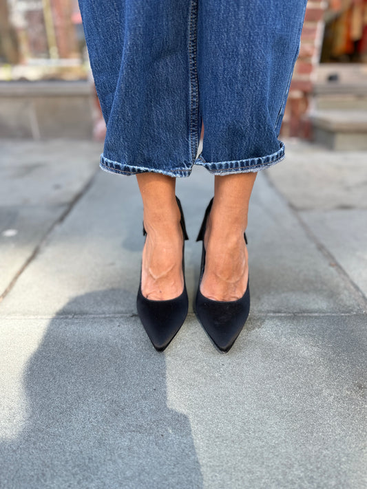 VICTORIA BECKAM Satin HHeels Pumps with Bow/US8.5-EU39