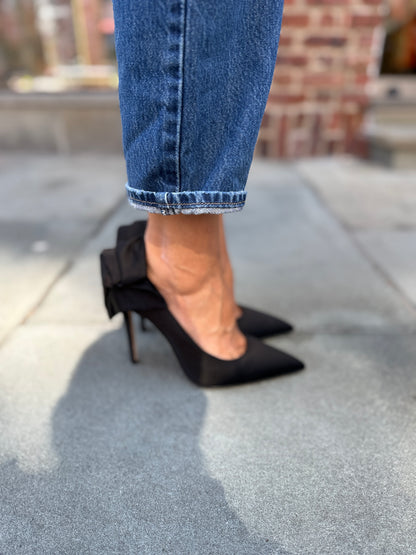 VICTORIA BECKAM Satin HHeels Pumps with Bow/US8.5-EU39