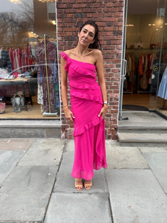 REVERIEE NWT One Shoulder Ruffles  Long Dress/S