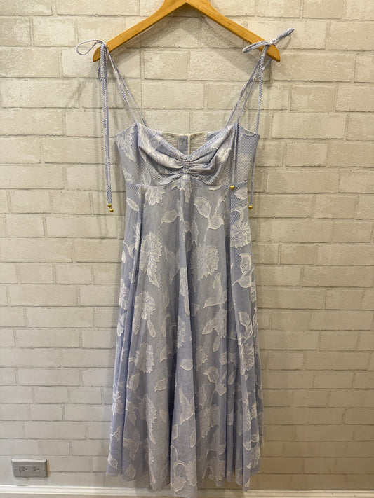 CARA CARA Cotton embroidered Spaghetti Strap Striped Midi Dress / S