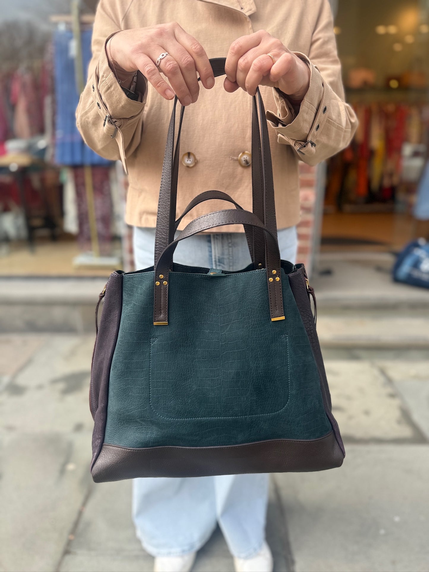 JEROME DREYFUSS Suede & Leather  Georges Tote Bag
