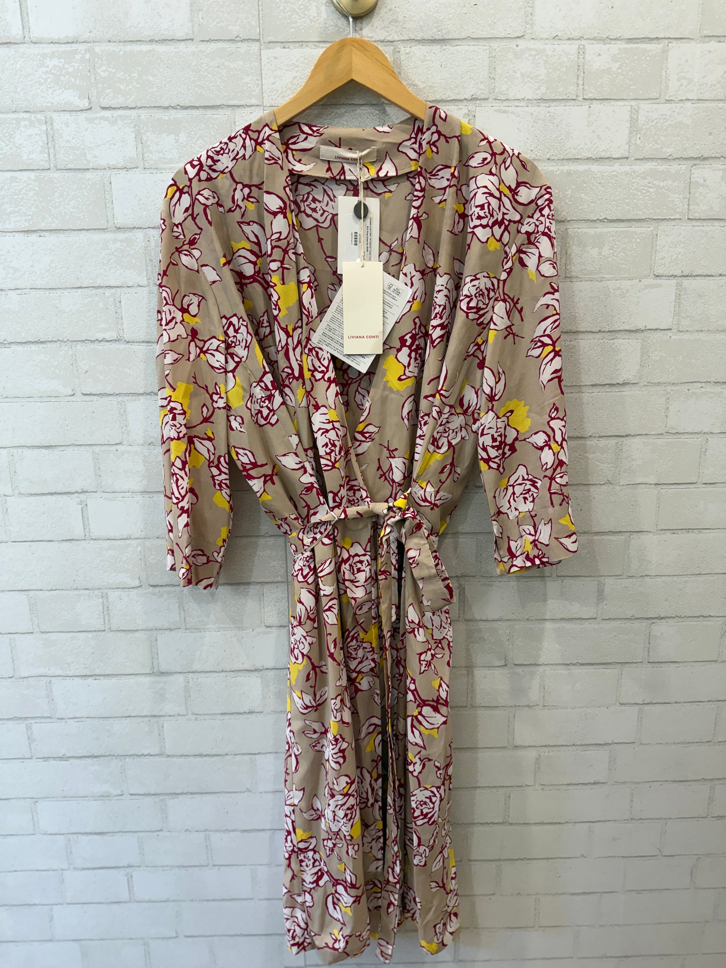 LIVIANA CONTI NWT  3/4 Sleeves  Flower Print Midi Wrap Dress/ XL- EU48