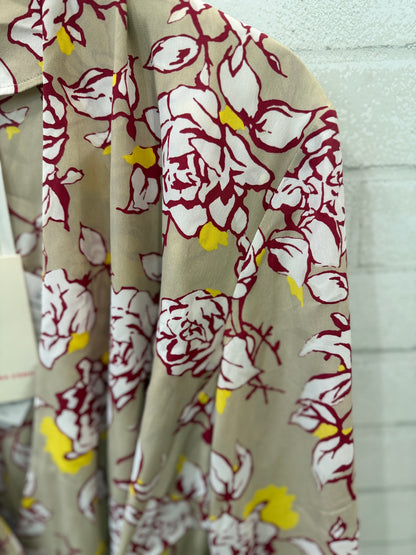 LIVIANA CONTI NWT  3/4 Sleeves  Flower Print Midi Wrap Dress/ XL- EU48