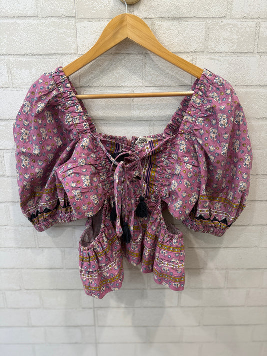 SEA  Cotton Flower Print SS Smock Top/M