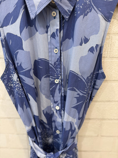 CAROLINA HERRERA Cotton Sleeveless Flower Print Midi Dress / S-US4