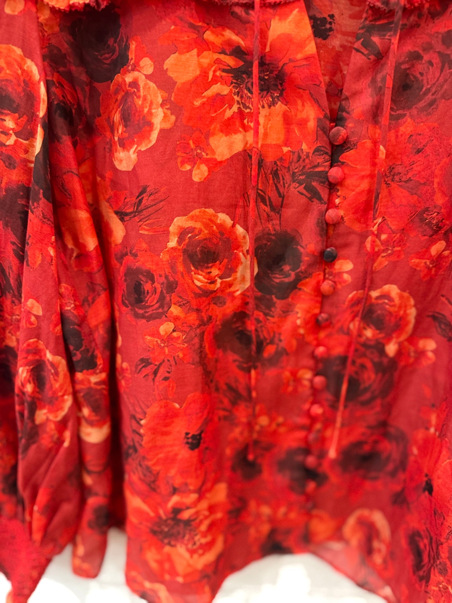 ALICE+ OLIVIA  Cotton&Silk LS Flowers Print Blouse/S